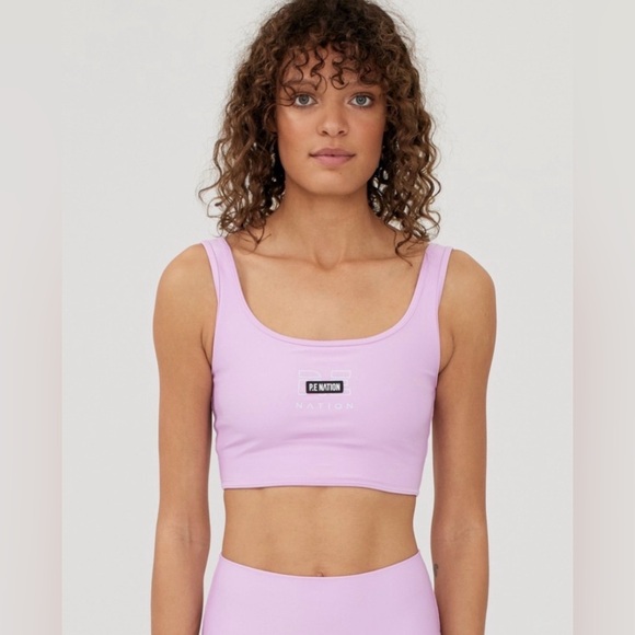 P.E Nation Grand Stand Sports Bra Lavender Logo Crop Top | Size S - Picture 3 of 11